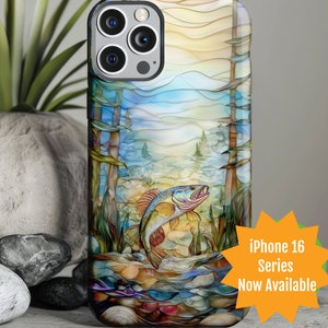Bunte Natur Angelszene Robuste Telefonhülle, einzigartiges Fischdesign, langlebige Schutzhülle für Outdoor- und Abenteuerliebhaber, Big Mouth Bass