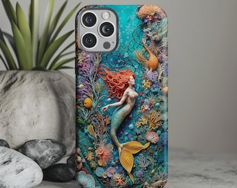Mermaid Tough Case, Ocean Fantasy Art Cover for iPhone, Galaxy & Pixel – Sea Siren Aesthetic Phone Gift