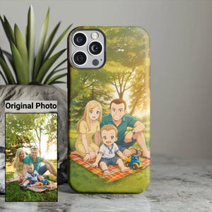 Passen Sie Ihre Foto Tough Handyhülle, Anime Cartoon Portrait, personalisierbares Geschenk, iPhone Hülle, Galaxy Hülle, Pixel Hülle, Anime Style Hülle
