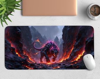 Fantasy Obsidian Dragon Schreibtischmatte, Gamer Mousepad