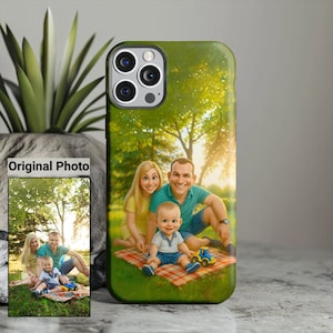 Personalisieren Sie Ihre Foto Tough Phone Case, Cartoonize Ihre Foto Phone Cover, iPhone Case, Galaxy Case, Pixel Case, beste Geschenke für Sie / Ihn