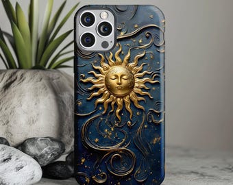 Mystical Sun And Moon Phone Case, Celestial Art Design For iPhone Samsung Galaxy Google Pixel, Unique Mystical Phonecase, Cosmic Gift