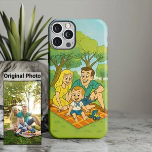 Customize Your Photo Tough Phone Case, Cartoon Portrait, Best Gifts For Her And Him, Custom Photo Case, iPhone Case, Galaxy Case, Pixel Case