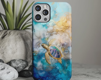 Sea Turtle Tough Phone Case, Artistic Ocean Design, Protective Cover, iPhone, Samsung, Google Pixel, Durable, Stylish, Unique Gift Idea