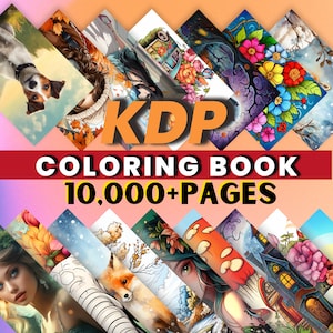 Livre de coloriage PLR 10000+ KDP Bundle page à colorier pour adultes et enfants ensemble de livres collection anime animaux voitures motivation nature MRR revendre
