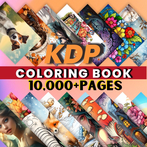 Libro da colorare KDP Bundle 10000+ pagine da colorare per adulti e bambini PLR Book Sets Collection anime animali auto natura motivazionale MRR Rivendere