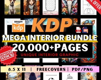 270+ KDP Interior Mega Bundle | Unique Graphic | Low Content Book Interior for Logbook, Business, Sport, Music, Coloring - Commercial Use