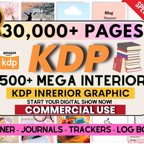 30.000+ KDP Mega Interiors Bundle | Planner, Einzigartiger Inhalt Buch Interiors | Lernen| Gebet Journal Business | Kommerzielle Rechte