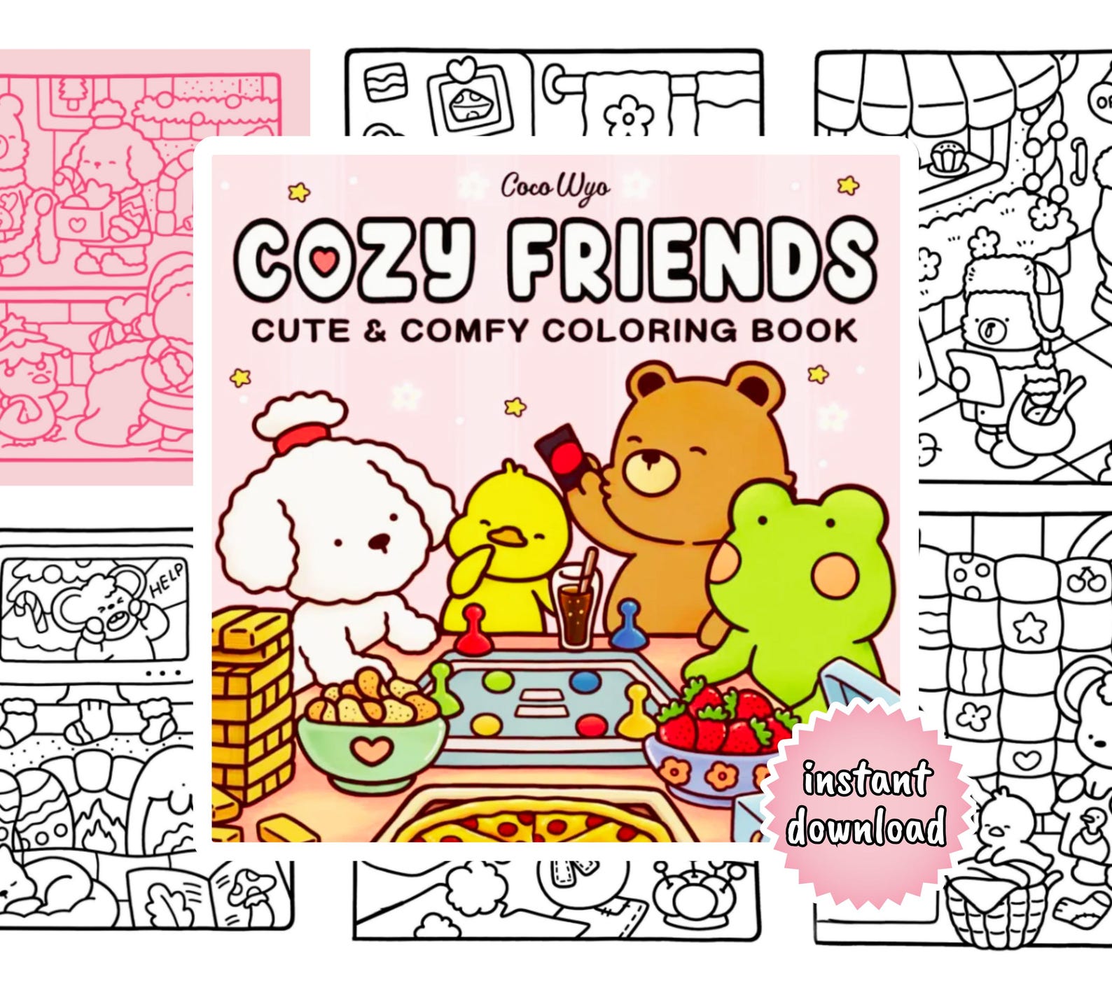 Coco Wyo Coloring Bundle, Girl Moments, Hygge, Comfy Days, Cozy Friends ...