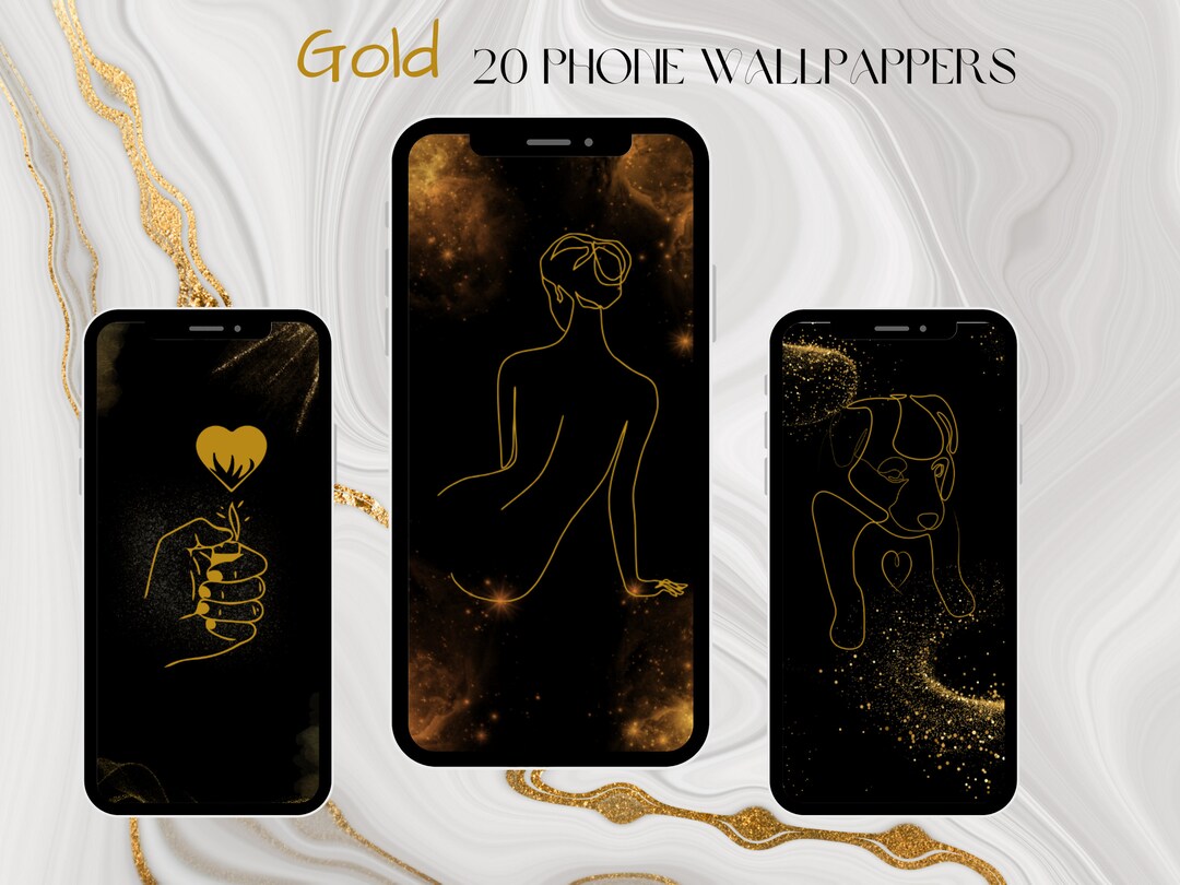 GOLD ART Wallpaper Black Gold Background Soothing - Etsy