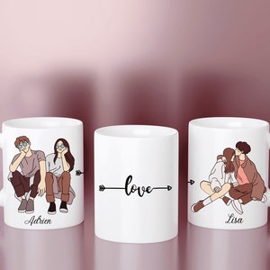 Mug Personnalisé - Amour De Ma Vie, Mug Couple, Cadeau Couple Personnalisé  - TESCADEAUX