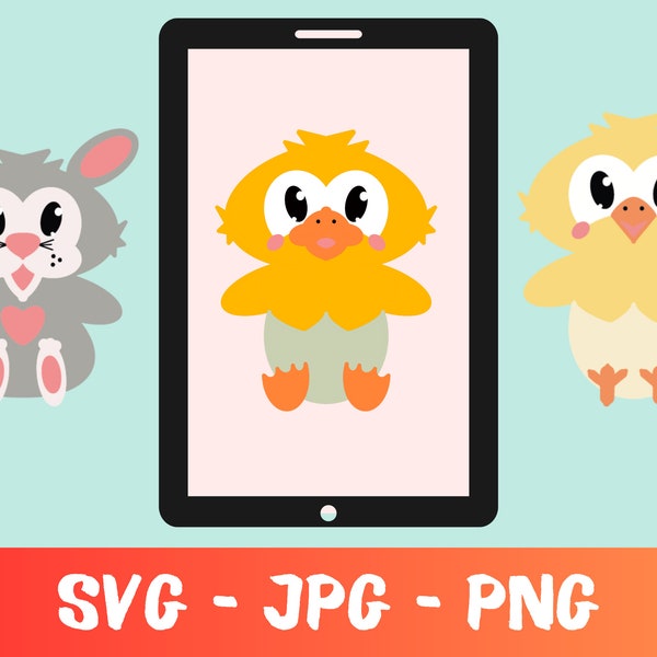 Baby animal vector bundle, bunny svg, bird cut files, file for Cricut, egg cut file, nature svg, spring png, chick jpg, chicken clipart,