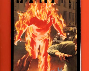 MARVELS #1 NM/MT 9.8 1994 Marvel Acetate Human Torch cover Signed by Stan Lee Copper age Comic Book