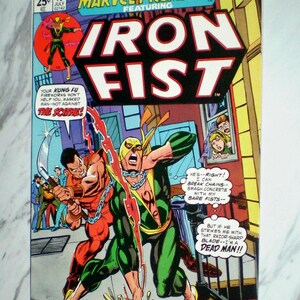 May include: A Marvel Premiere Iron Fist comic book, issue 16, featuring a colorful cover illustration of Iron Fist in a green and yellow costume fighting a character with a scythe. The title reads Iron Fist and Jaws of the Dragon.