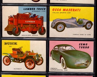1954 Topps World of Wheels Trading Cards Lot of 56 cards - grades listed below