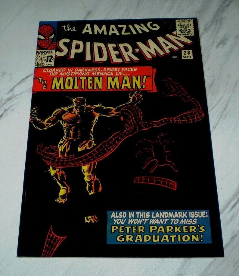 Amazing Spider-man 28 NM 9.4 OW pages 1965 Marvel 1st Molten Man & origin Bild 1