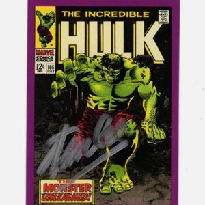 Puede incluir: Una portada de cómic vintage con el Increíble Hulk. La portada tiene un borde púrpura y muestra a Hulk en una pose dinámica. El texto incluye "The Incredible Hulk", "Marvel Comics Group" y "This Monster Unleashed!"