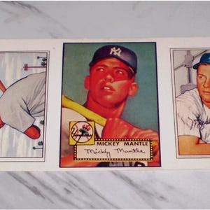 1988 Baseball Cards Magazine Mickey Mantle Replica Card Strip 51B, 52B & 1952T
