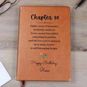 Geschenk zum 80. Geburtstag für Frauen, Geschenk für 80-Jährige, personalisiertes Tagebuch „Kapitel 80“ mit Namen