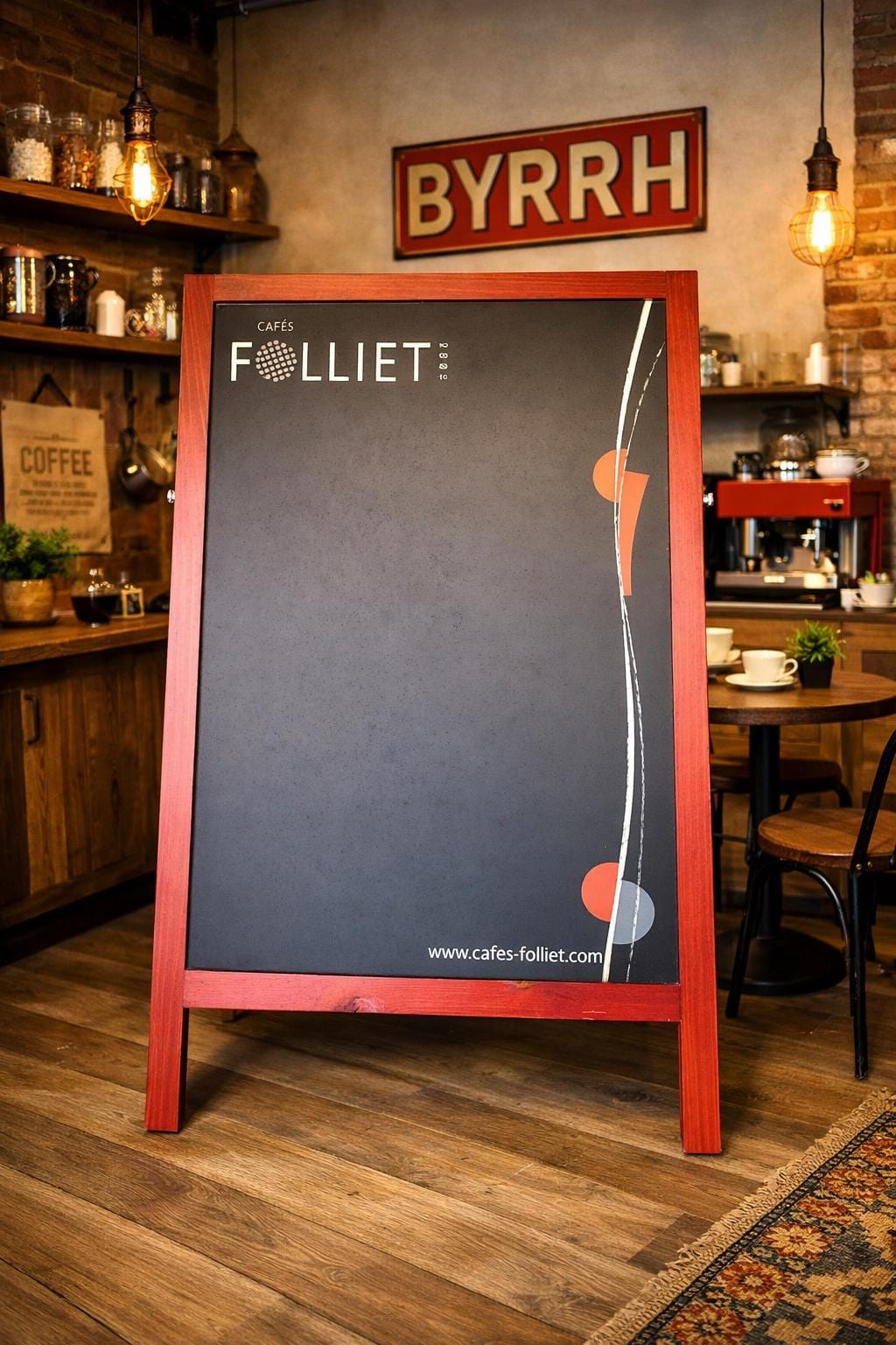 Ardoise Publicitaire Vintage Cafés Folliet - Décoration Bistrot, Café, Loft Industriel