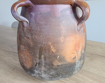 Old ceramic cooking pot, glazed stoneware.