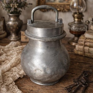 Antique tinplate bouillon pot – 18th century – French tableware
