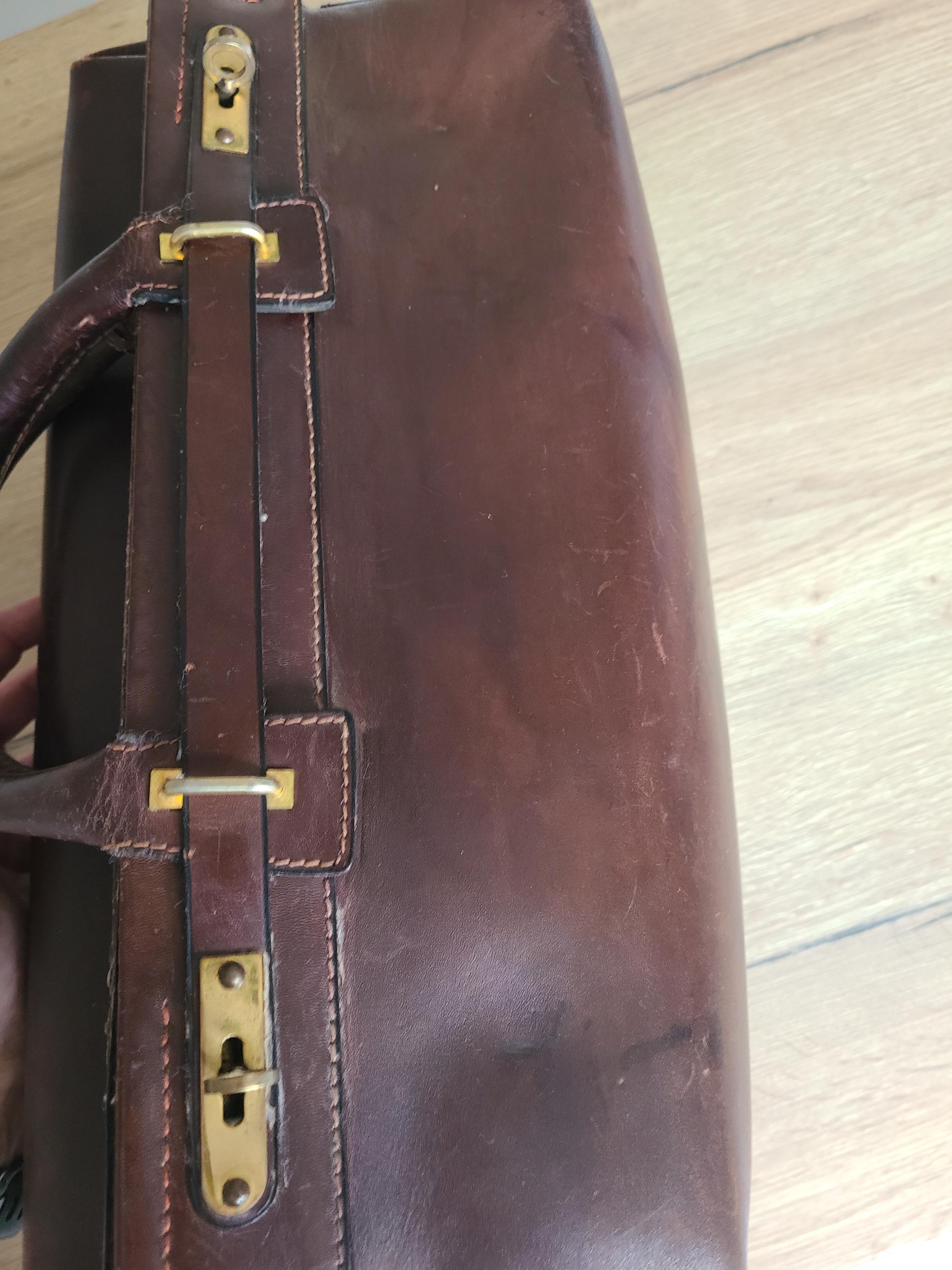 Sacoche Vintage De Médecin En Cuir Des Années 1950-1960 - Marron - Fabriqué En France - Occasion