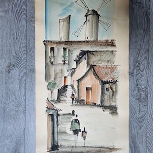 Peinture, aquarelle sur papier, carton signée Romero