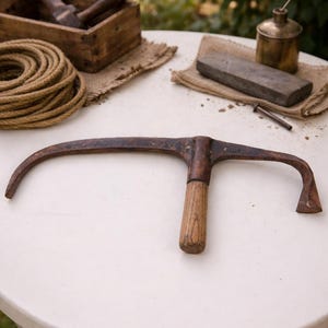 Antique carpenter's adze – 19th century – Wrought iron tool – Workshop decor