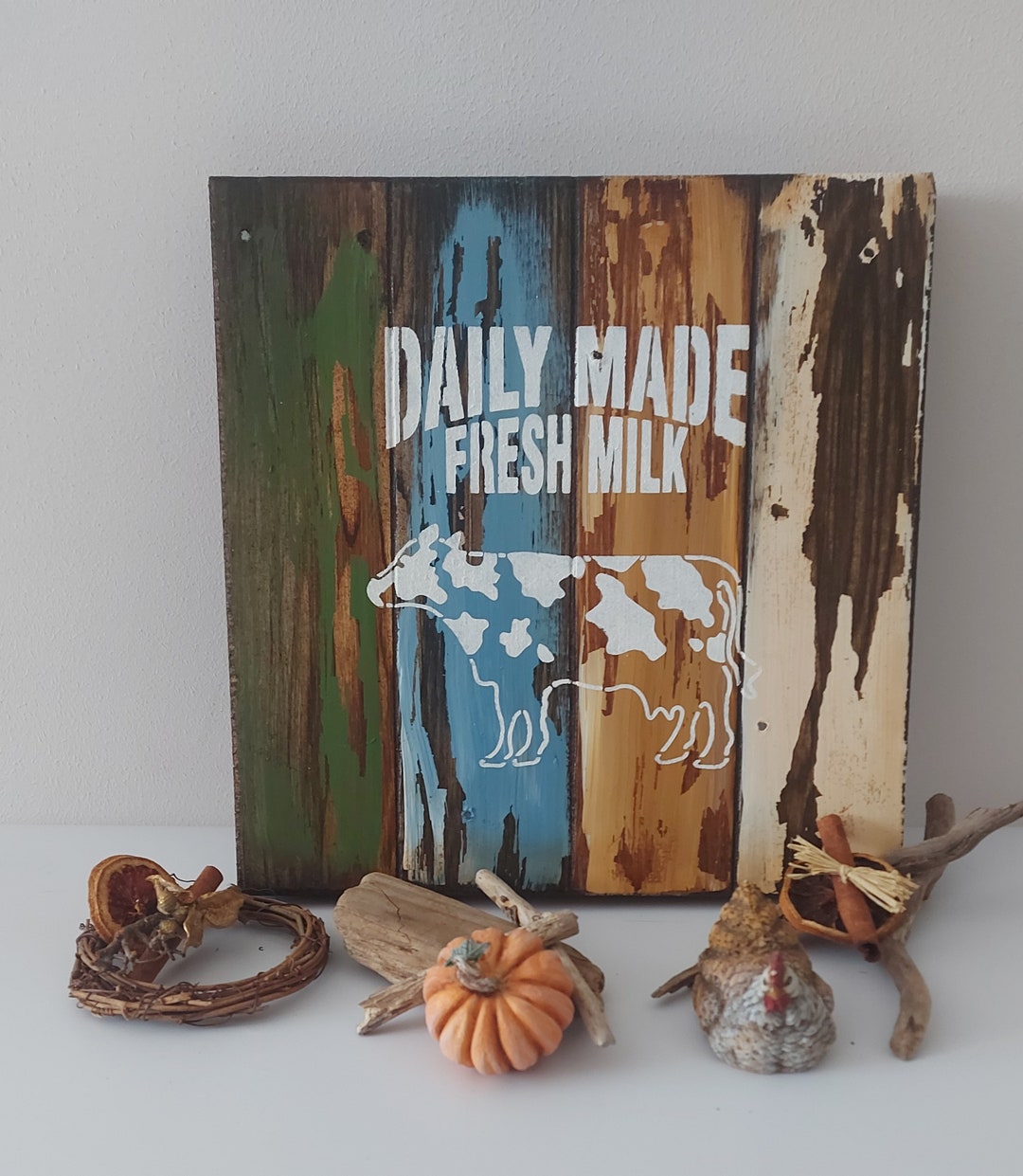 Country Style Cow Themed Wall Panel Wooden Decorative Panel - Etsy
