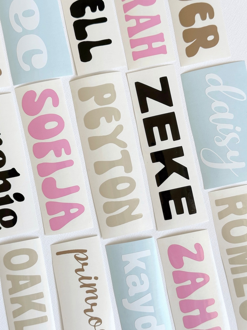 Stick-On Name Labels Personalised Vinyl Stickers Tags School Kids Waterproof 6 E