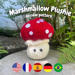 Crochet Mushroom Pattern – Amigurumi Plushie PDF (Beginner-Friendly, 7”) | English, Français, Deutsch, Español, Português