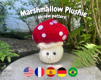 Crochet Mushroom Pattern – Amigurumi Plushie PDF (Beginner-Friendly, 7”) | English, Français, Deutsch, Español, Português