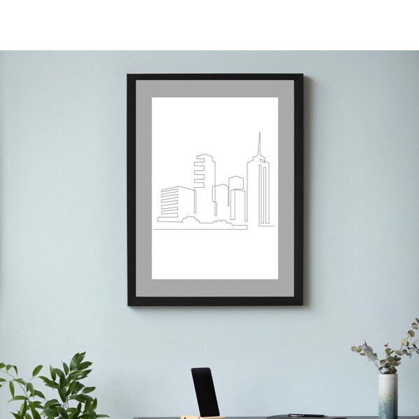 Building signal line art with black and white color architecture wall art for office and work space, print space for office and work space.