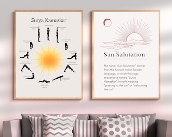 sun salutation Yoga poses art print, Namaste Definition, Yoga Poster, yoga asanas, Yoga Print, Zen Poster, Digital download, Yoga gift.