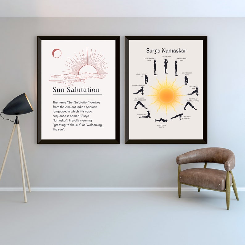 Sun Salutation Yoga Poses Art Print, Namaste Definition, Yoga Poster, Yoga Asanas, Yoga Print