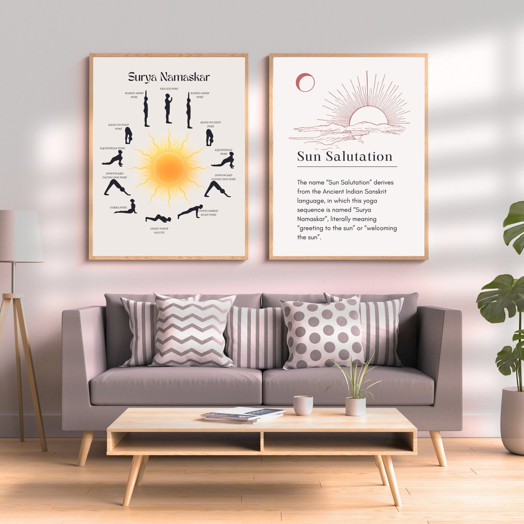 Sun Salutation Yoga Poses Art Print, Namaste Definition, Yoga Poster, Yoga Asanas, Yoga Print