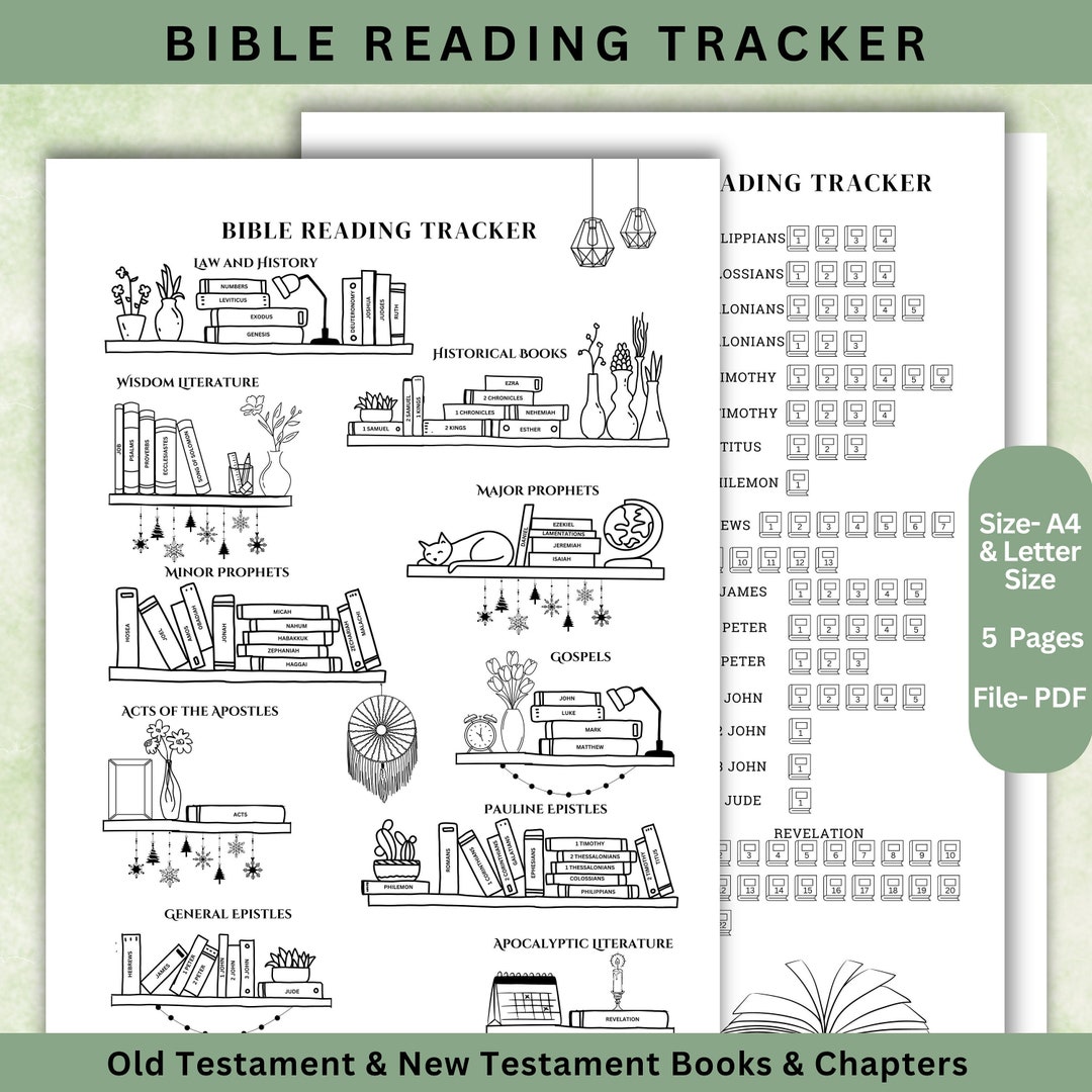 Bible Reading Tracker, Books of the Bible, Old Testament, New Testament ...