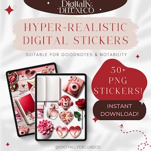 Walentynki Galentines Naklejki cyfrowe Planner Szablon PNG Clip Art Romantyczne tła cyfrowe Książka naklejek Goodnotes Materiały do druku
