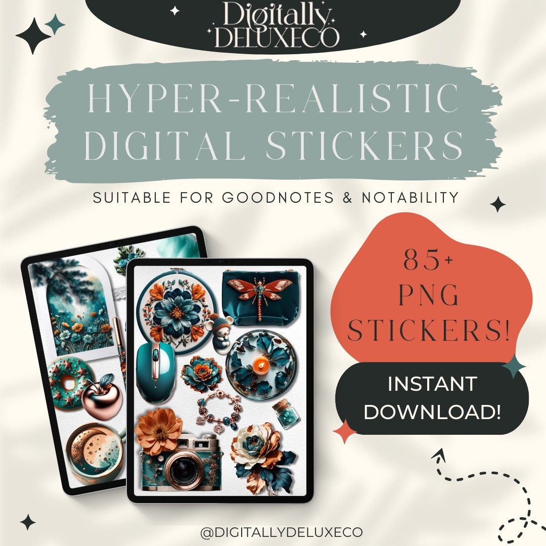 Hyper-realistic Digital Stickers: Goodnotes Bujo Planner (PNG) - Etsy
