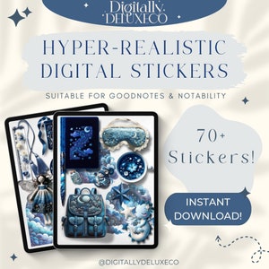 Realistische Digitale Aufkleber Goodnotes Sticker Buch PNG Bilder Hintergrundbilder Celesteial Moon Clip Art Bujo Journal Template Spread