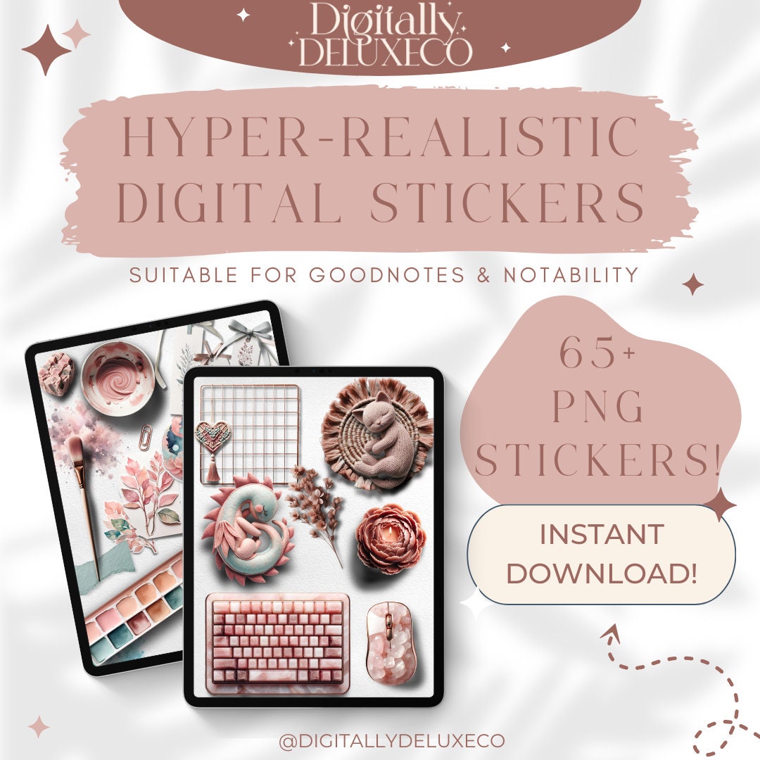 Hyper-realistic Digital Stickers for Goodnotes, PNG Floral Bujo Journal ...