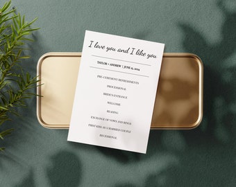 Minimalist Wedding Program Template, Editable Text (Instant Download)