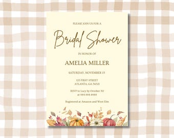 Fall Bridal Shower Invitation: Editable Template (Digital Download