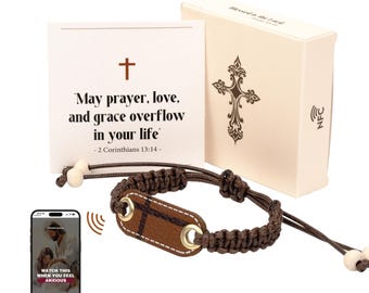 Leather Bible Verse Bracelet: NFC Scripture Wristband
