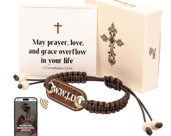 WWJD Leather Christian Bracelet: NFC Bible Verse Access