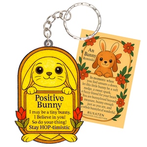Positive Bunny Suncatcher Keychain Inspirational Gifts For Women Men, Positive Bunny Gifts For Women,  Birthday Valentine Emotional Support