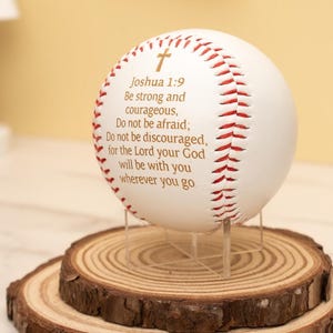 Joshua 1:9 Engraved Baseball | Christian Son Keepsake | Religious Graduation Gift | Sports Bible Decor