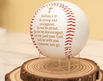 Joshua 1:9 Engraved Baseball | Christian Son Keepsake | Religious Graduation Gift | Sports Bible Decor