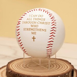 Philippians 4:13 Engraved Baseball | Christian Strength Keepsake | Inspirational Athlete Gift | Scripture Decor